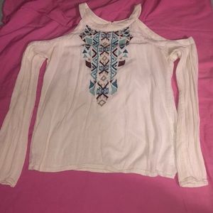 Boho off the shoulder embroidered blouse
